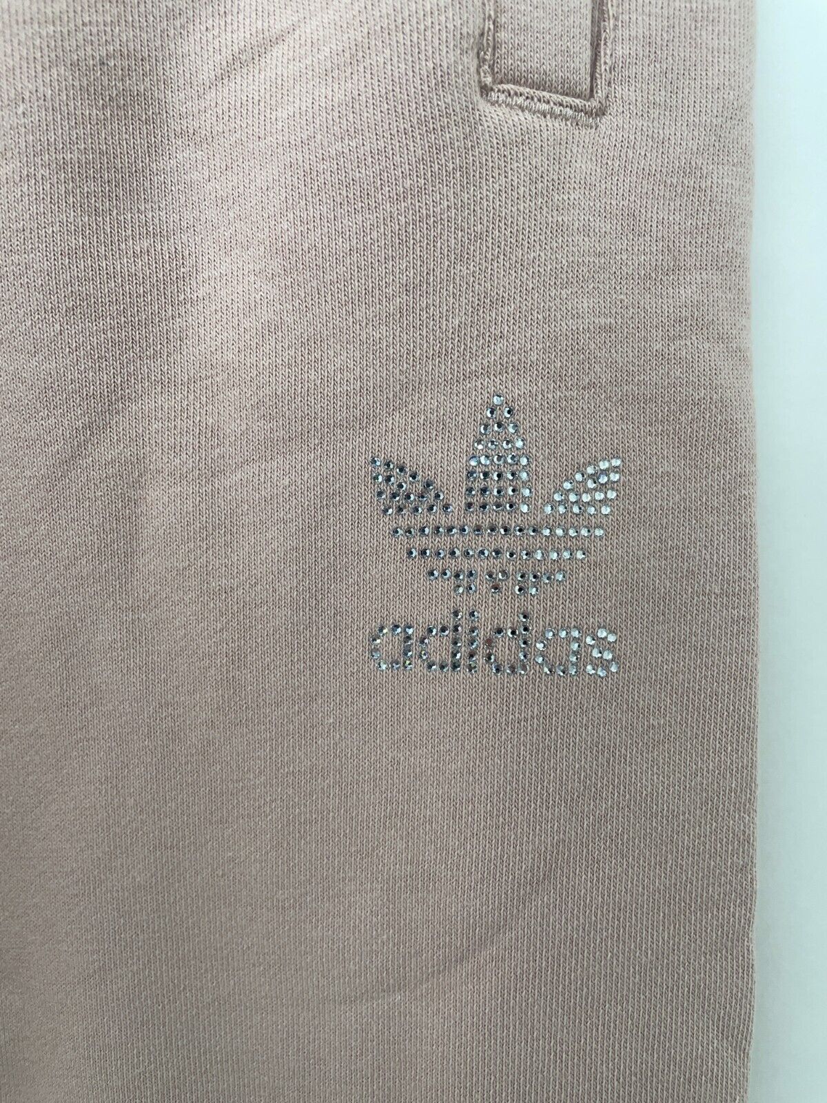Adidas Originals Womens M Open Hem Track Pants Ash Pearl Rhinestone HF6770 Pink