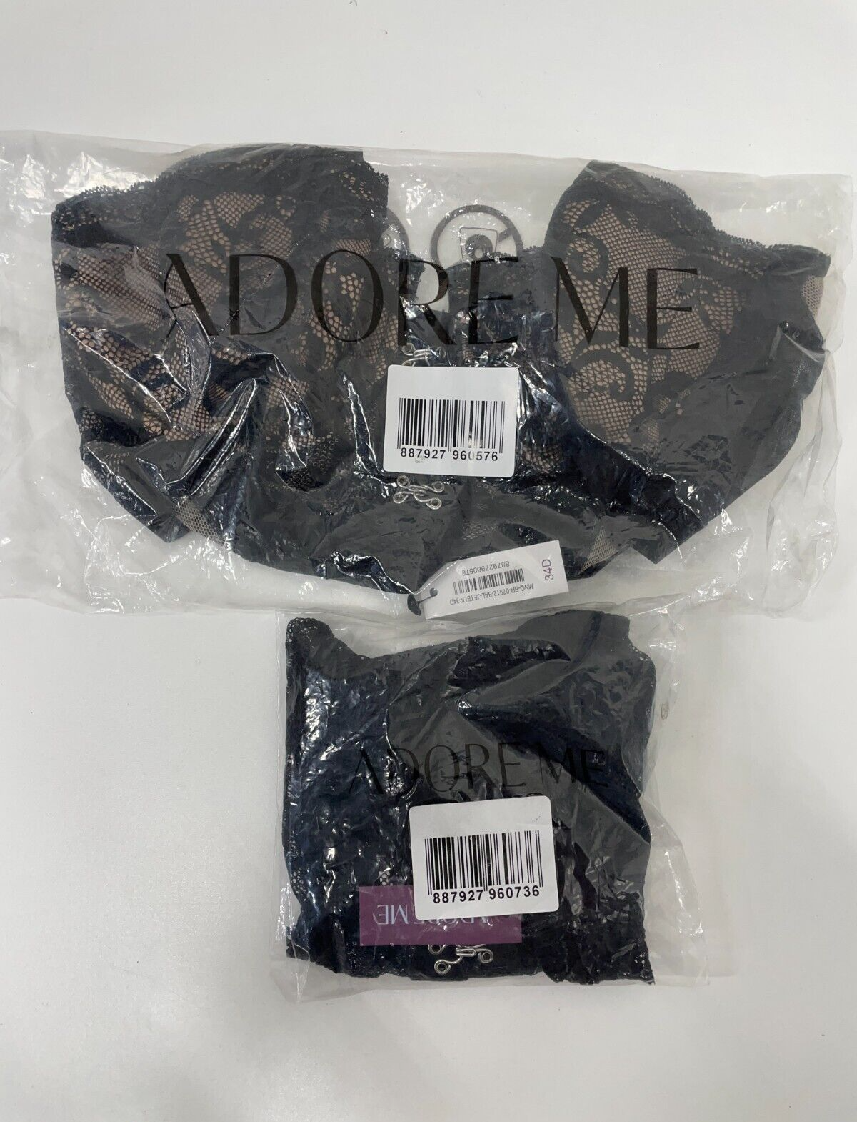 Adore Me Womens 34D/L Temperance Contour Balconette Bra & Cheeky Panty Set Black