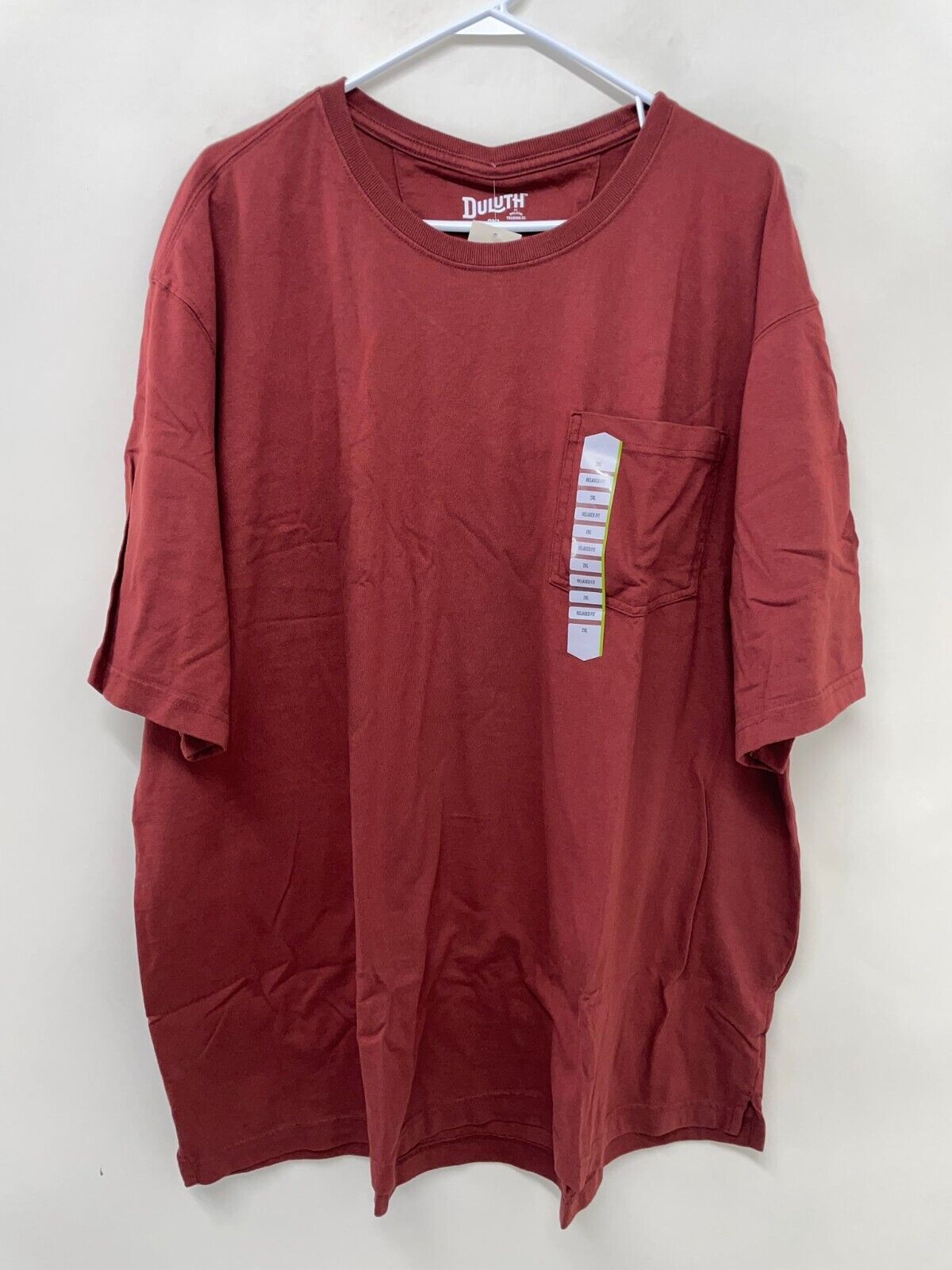 Duluth Trading Men XXL Longtail T Relaxed Fit SS Crew Pocket T-Shirt Red 95587