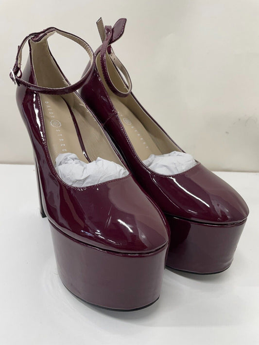 Daisy Street Womens 7 Platform Heeled Shoes Purple Patent Round Toe 122278345