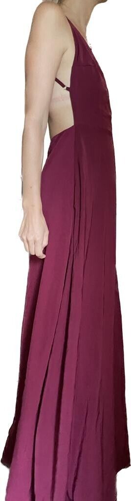 Showpo Womens 8 Starry Eyes Sparkling Wrap Dress Wine Satin Burgundy Red Maxi