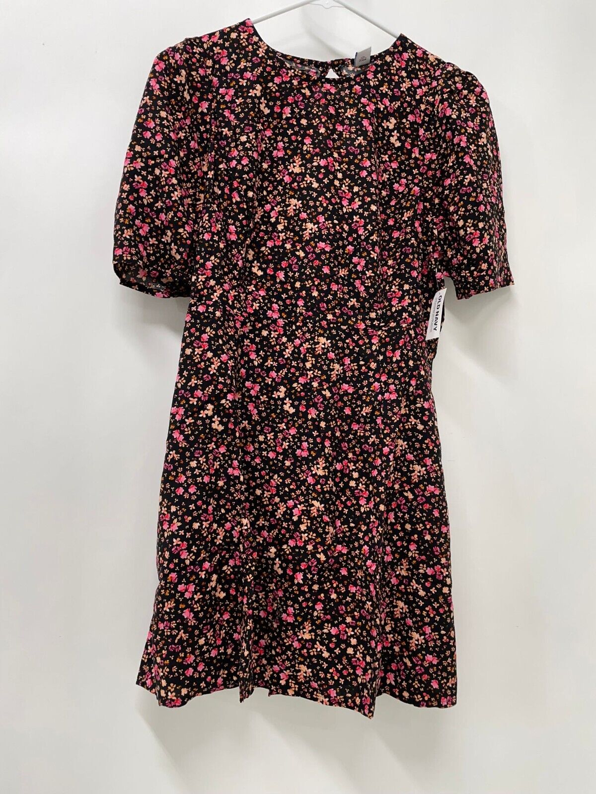 Old Navy Womens PM PPC Short Sleeve Keyhole Back Fit & Flare Dress Floral