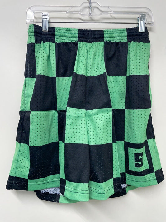 Some Slight Women's M Mesh Athletic Shorts Green Check Water Resistant NWT