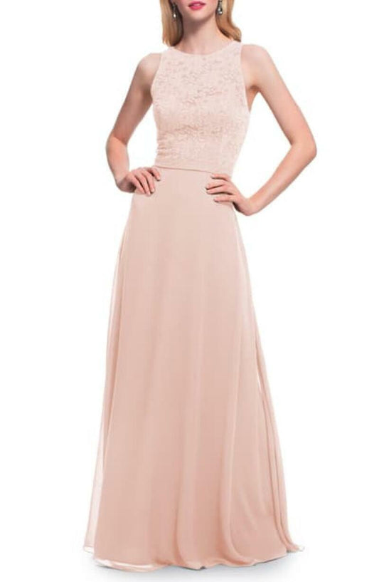 Levkoff Womens 2 Petal Pink Lace Bodice Chiffon A-Line Gown Bridesmaid Dress