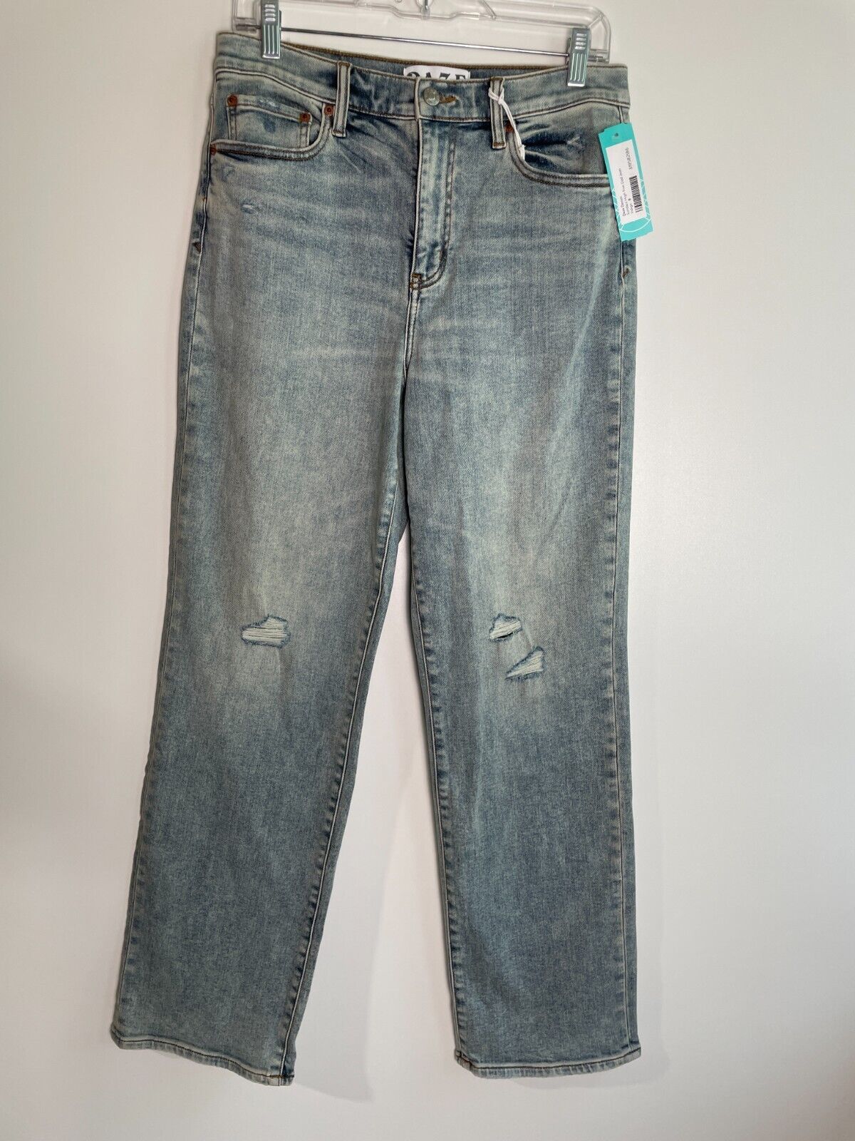 Daze Denim Womens 29 Sundaze High Rise Dad Jean Blue Distressed Straight Leg