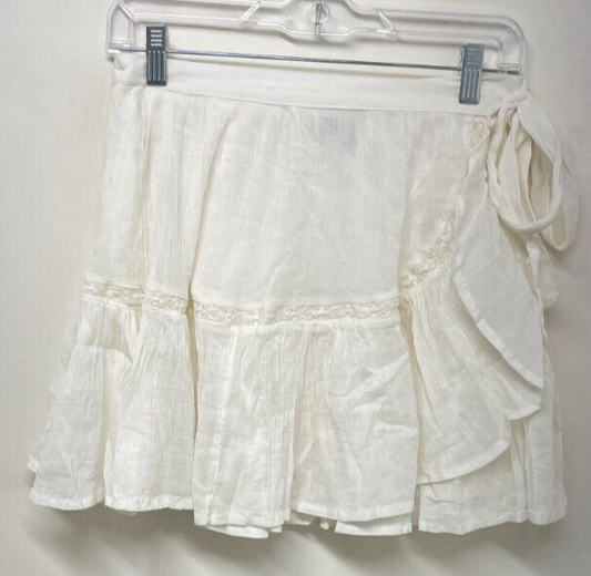 ASOS Design Womens 10 Rara Beach Skirt Ivory High Rise Tie-Waist 115845182