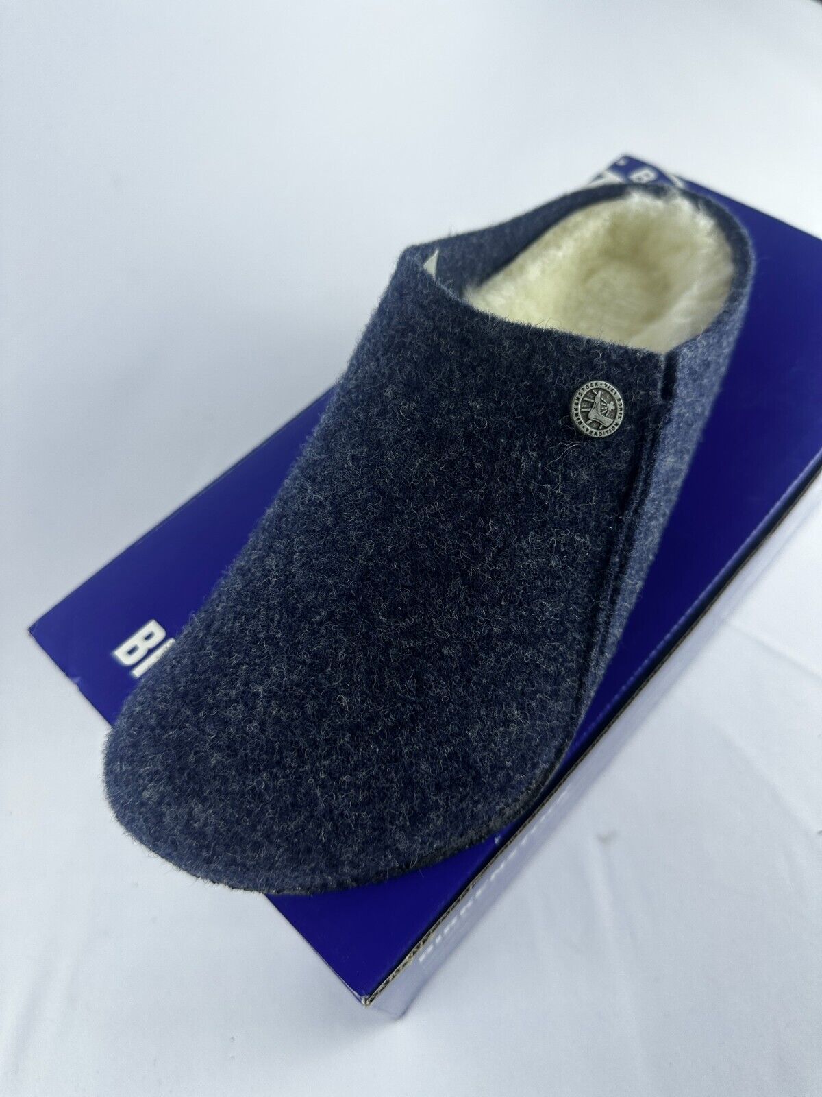 Birkenstock Men's 38 Zermatt Rivet Wool Felt Slip On Sandal Dark Blue 1017539