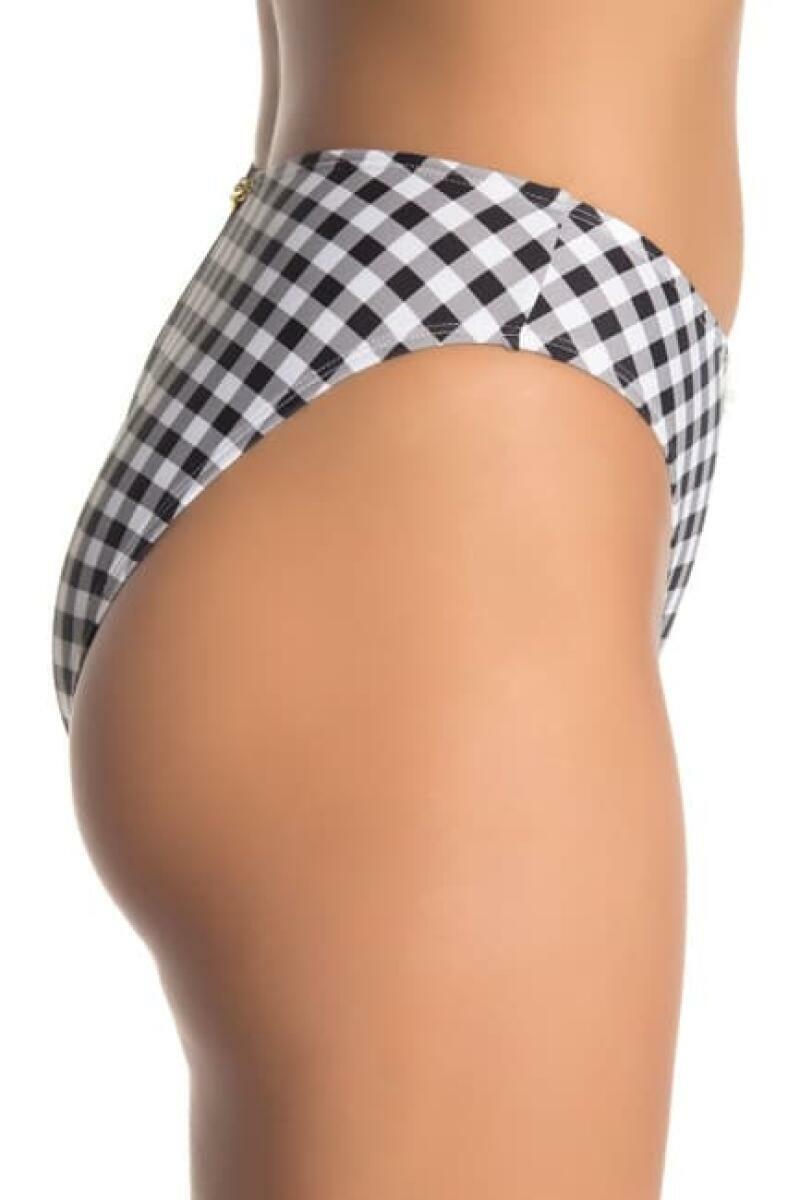 Betsey Johnson Womens M Black White Gingham Plaid Picnik Artist Bikini Bottom