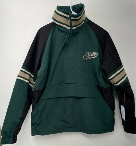 ASOS Design Mens XS Oversized Overhead Rain Jacket Green Vintage Print 113668969