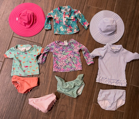 Mixed Lot Ruffle Butts 0-12M Toddler Swimwear Striped Floral Summer Outfits