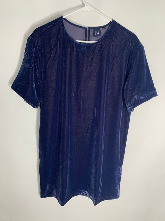 Gap Womens M Navy Blue Recycled Velvet T Shirt Dress Tee