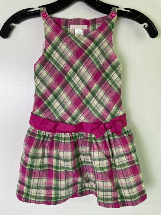 Janie & Jack Toddler Girls 3 Plaid Wool Holiday Dress Pink Green Sleeveless