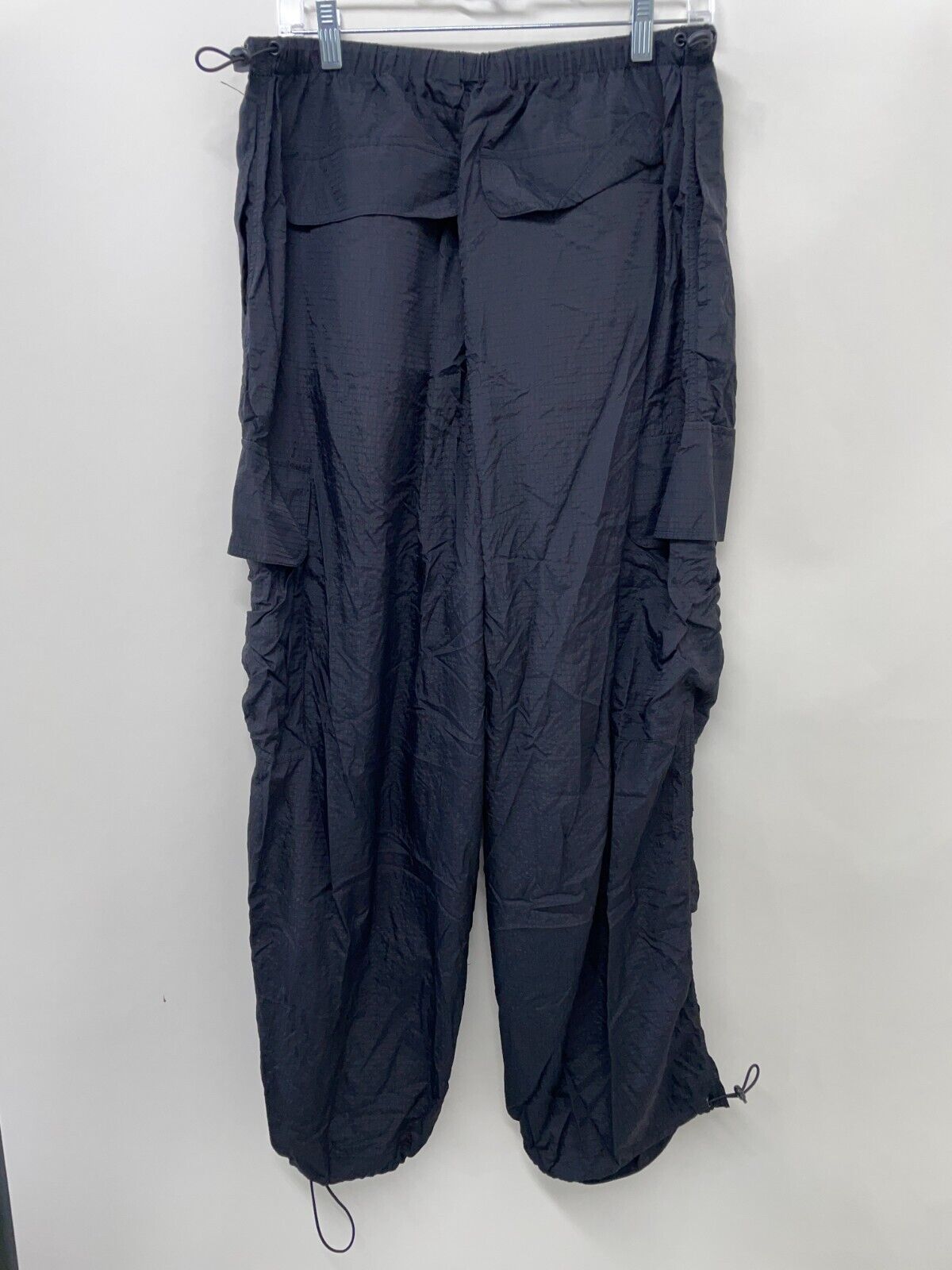 ASOS Design Mens S Parachute Cargo Rip Stop Trouser Black Toggle Waist 129713809