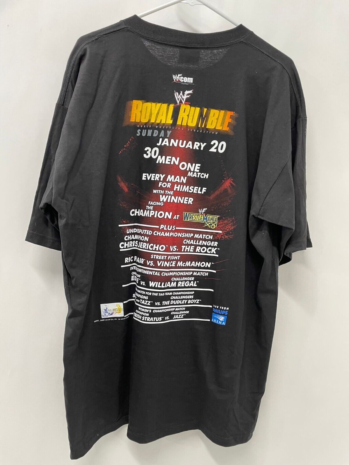 2002 Vintage WWF Royal Rumble T Shirt 2 Sided Men XL The Rock Chris Jericho NWOT