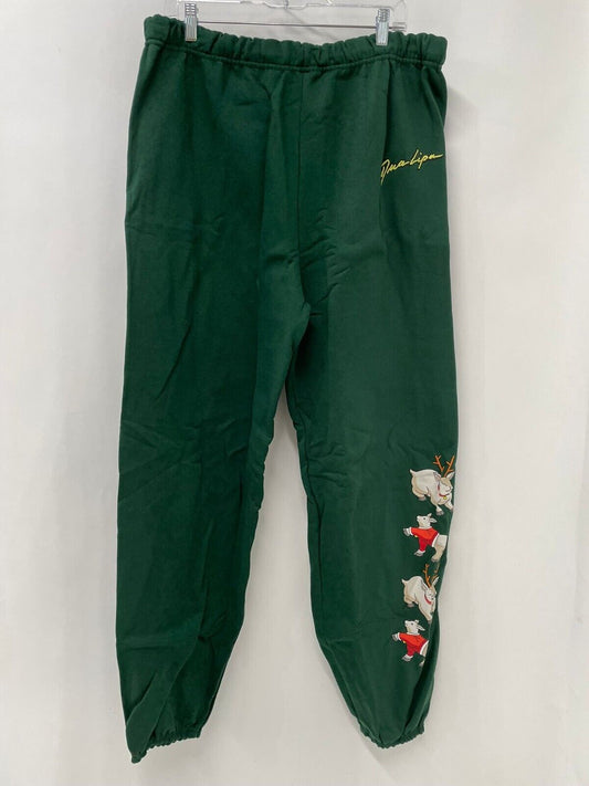 Dua Lipa Adult XXL Snow Globe Christmas Sweat Pants Joggers Dark Green Holiday