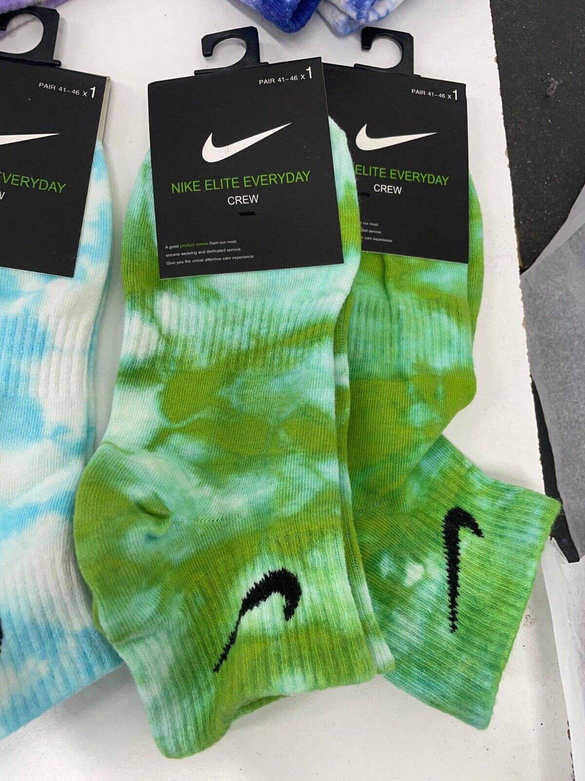 Nike Womens 41-46 Elite Everyday Crew Socks Tie Dye 1 Pair Athletic