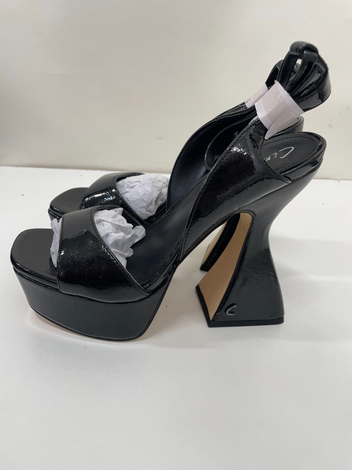 Circus by Sam Edelman Womens 7M Alisa Metallic Ankle Strap Platform Heels Black