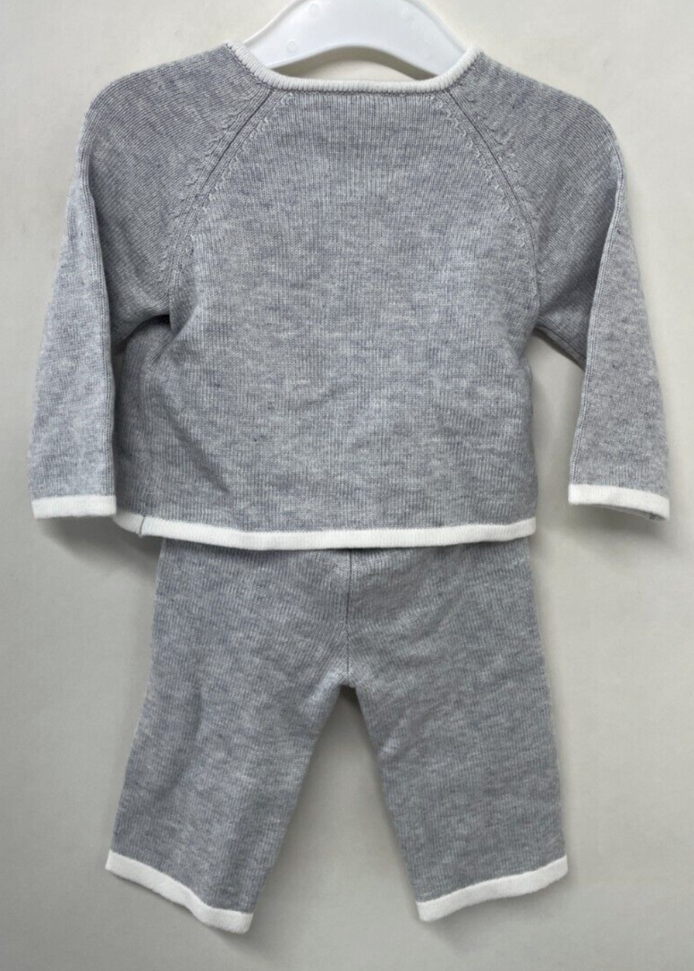 Janie & Jack Baby 3-6m Wrap Sweater Set Earl Grey Heather Kimono-Style Pants NWT