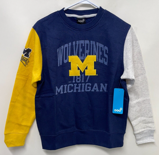 Michigan Wolverines Gen2 Youth M (10-12) Colorblock Pullover Sweatshirt Fleece