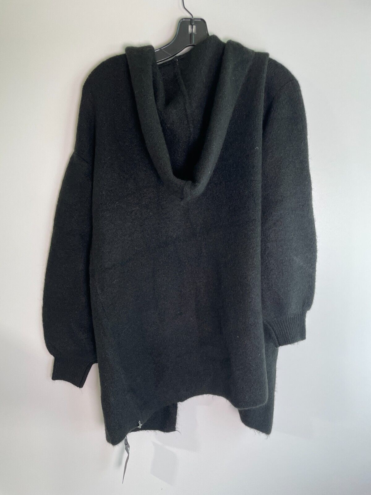 Beryll Women's One Size Cashmere Hooded Cardigan Sweater Black Oversized Pockets