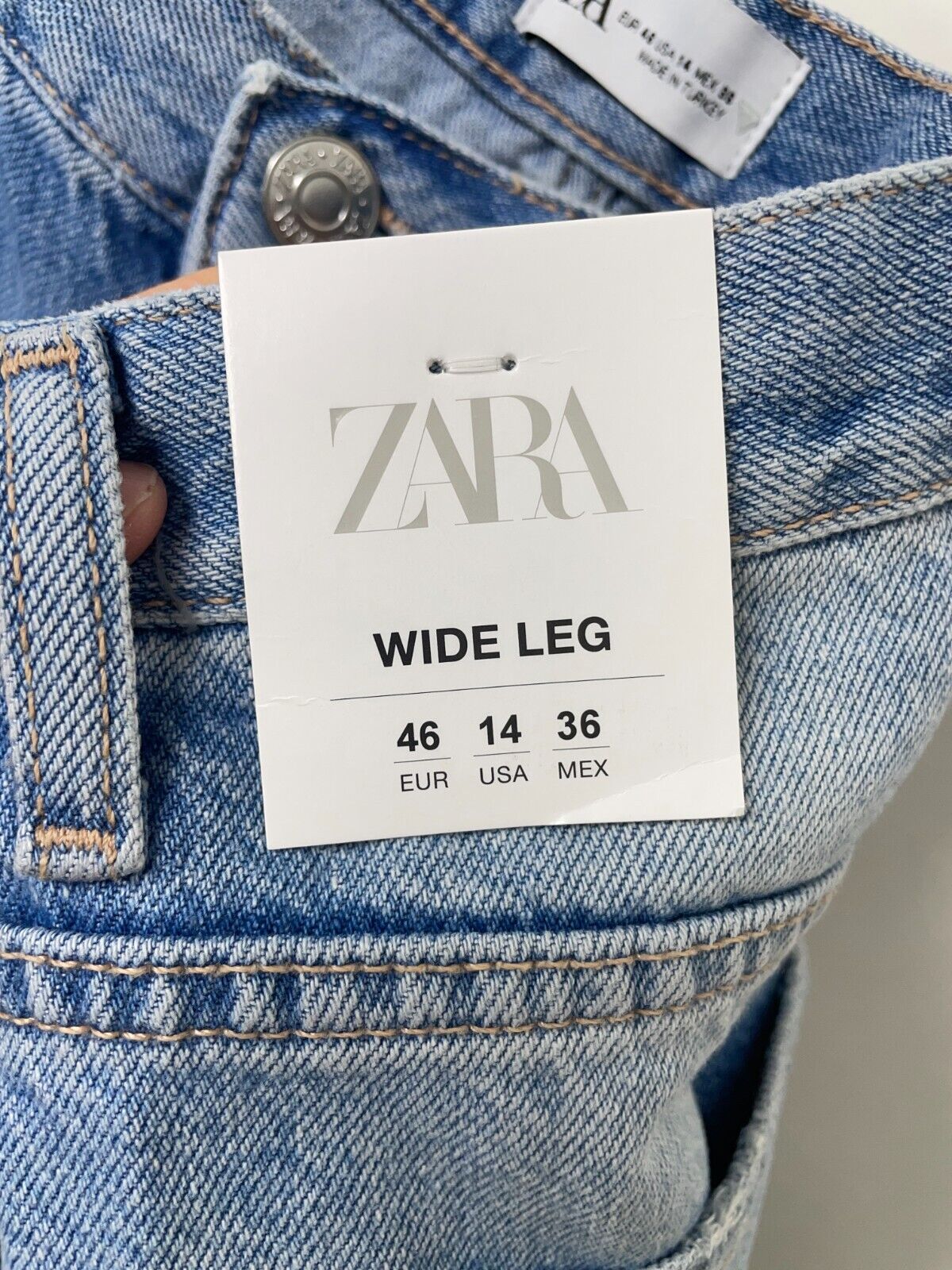 Zara Women's 14 Full Length TRF High Rise Wide Leg Jeans Light Blue 6688/025 NWT