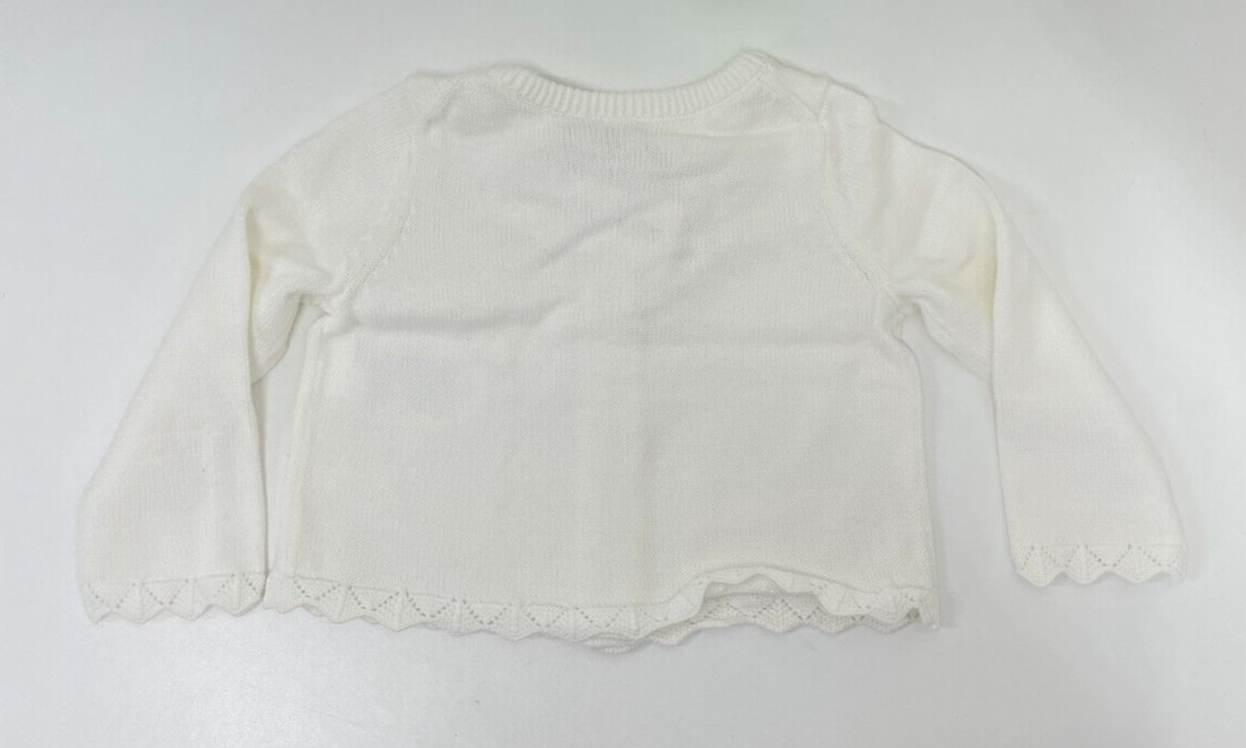 Janie and Jack Baby 6-12M Scalloped Cardigan White Sweater Button-Up Sweater