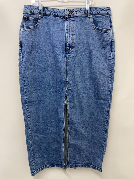 ASOS Design Womens 18 Curve Denim Maxi Skirt Midwash Blue Split Hem 131153977