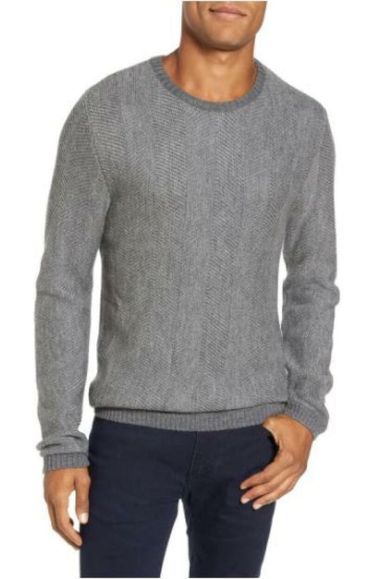 Rodd & Gunn Mens S Metallic Gray Textured Mount Grand Wool Sweater Pullover Crew