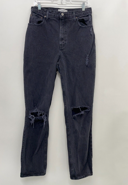 Abercrombie & Fitch Womens 30/10L Ultra High Rise '90s Straight Jean Black Denim