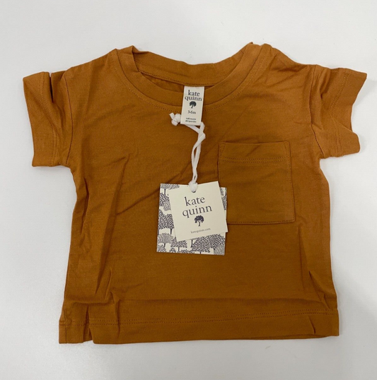 Kate Quinn Baby 3-6m Short Sleeve Relaxed Classic Pocket Tee Rusty Brown NWT