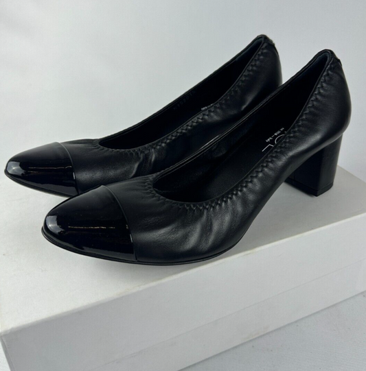 AGL Attilio Giusti Leombruni Womens 39.5 Black Leather Pump Shoe Cap Toe N152015