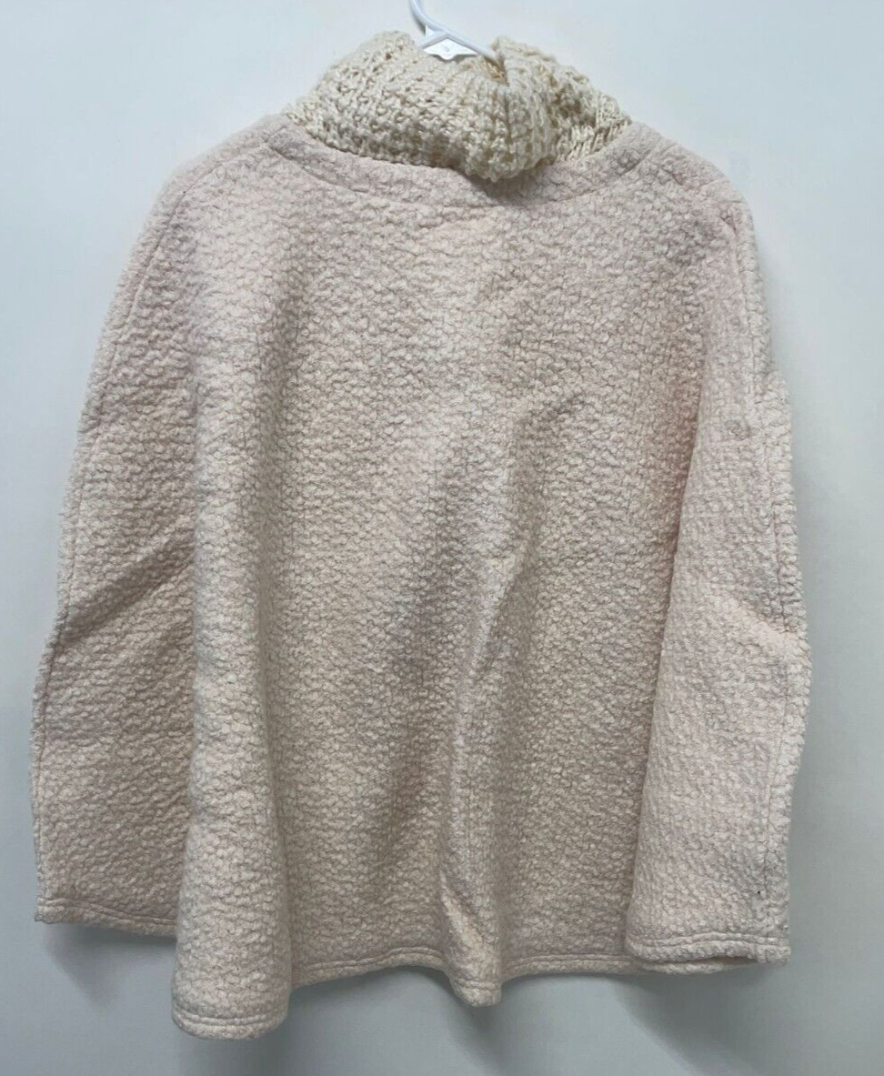 Anthropologie Womens OS Textured Poncho Sweater Pullover Ivory Creme Knit Wool