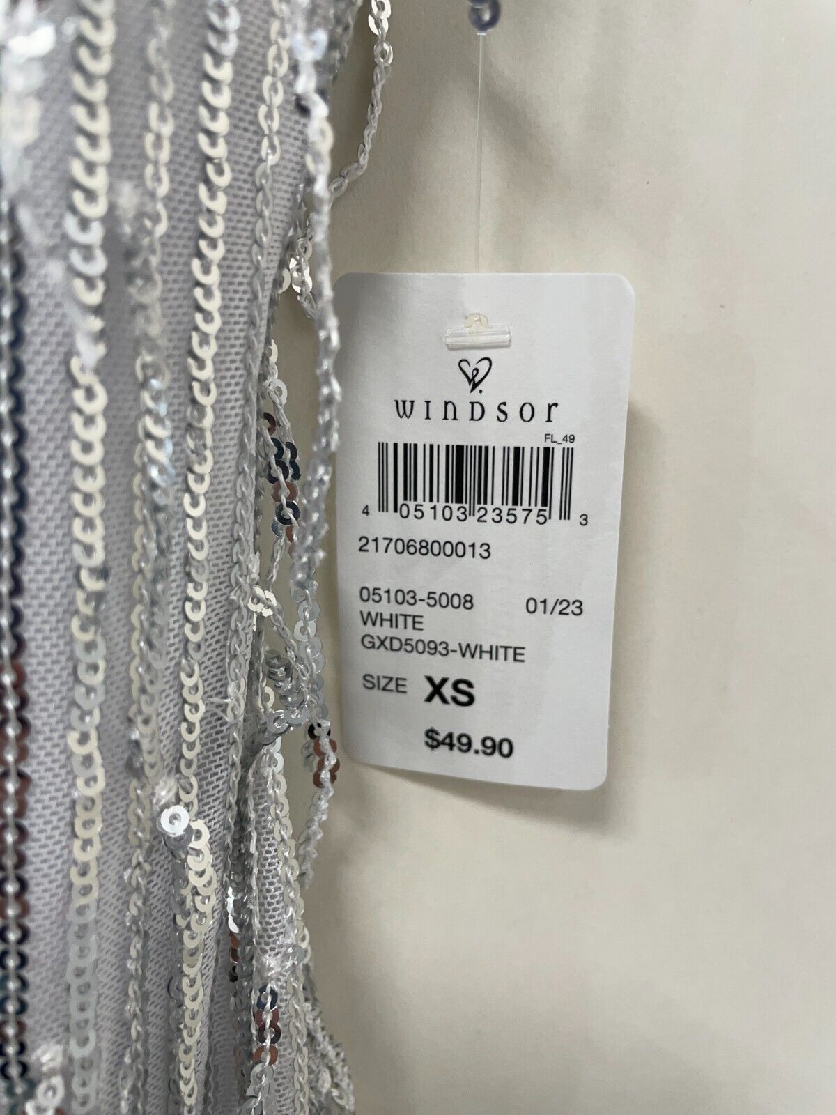 Windsor Womens XS Sparkle Soiree Sequin Fringe Mini Dress White 05103-5008