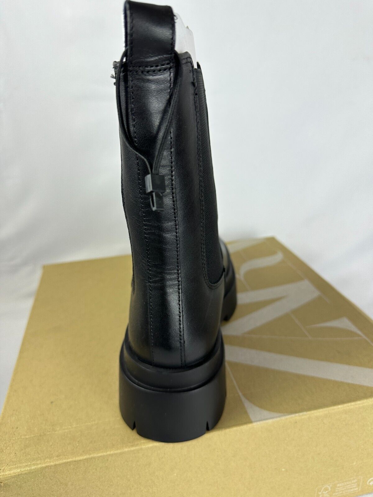 Zara Black Vegan Faux Leather Track Sole Over The Knee Boots UK3 EU36 US6 #  910*