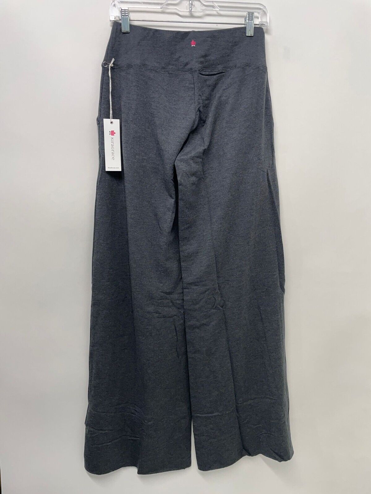 Kira Grace Womens S Pintuck Lounge Pants Charcoal Wide Leg French Terry