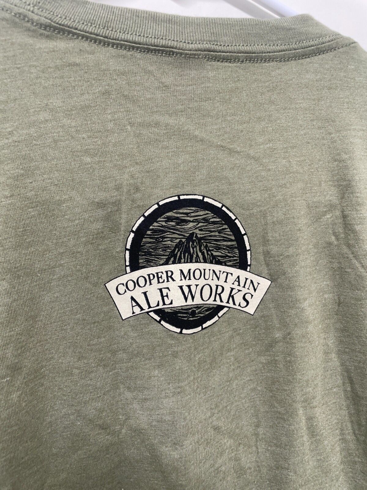 Cooper Mountain Ale Work Mens M Short Sleeve Brewery T-Shirt Olive Craft Beer