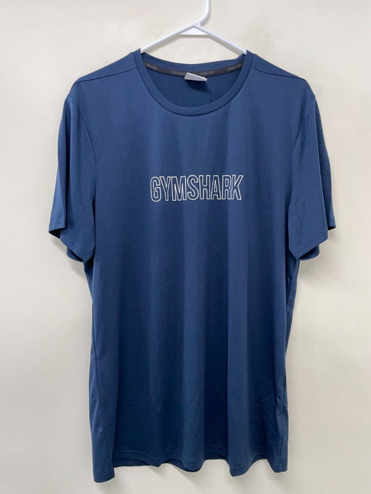 Gymshark Mens XL Arrival Graphic T-Shirt Navy Blue Slim Fit Short Sleeve Tee