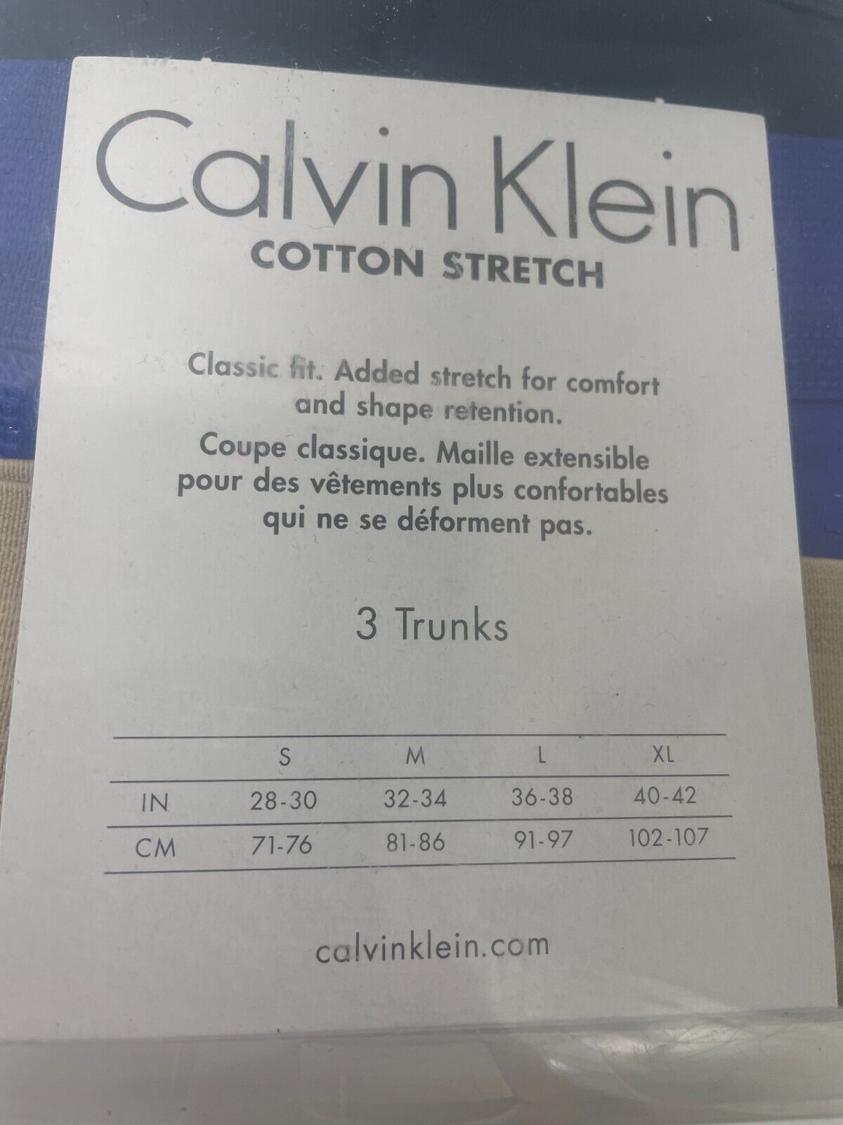 Calvin Klein Mens S Cotton Stretch Trunks 3 Pack Multicolor Classic Fit Mid Rise