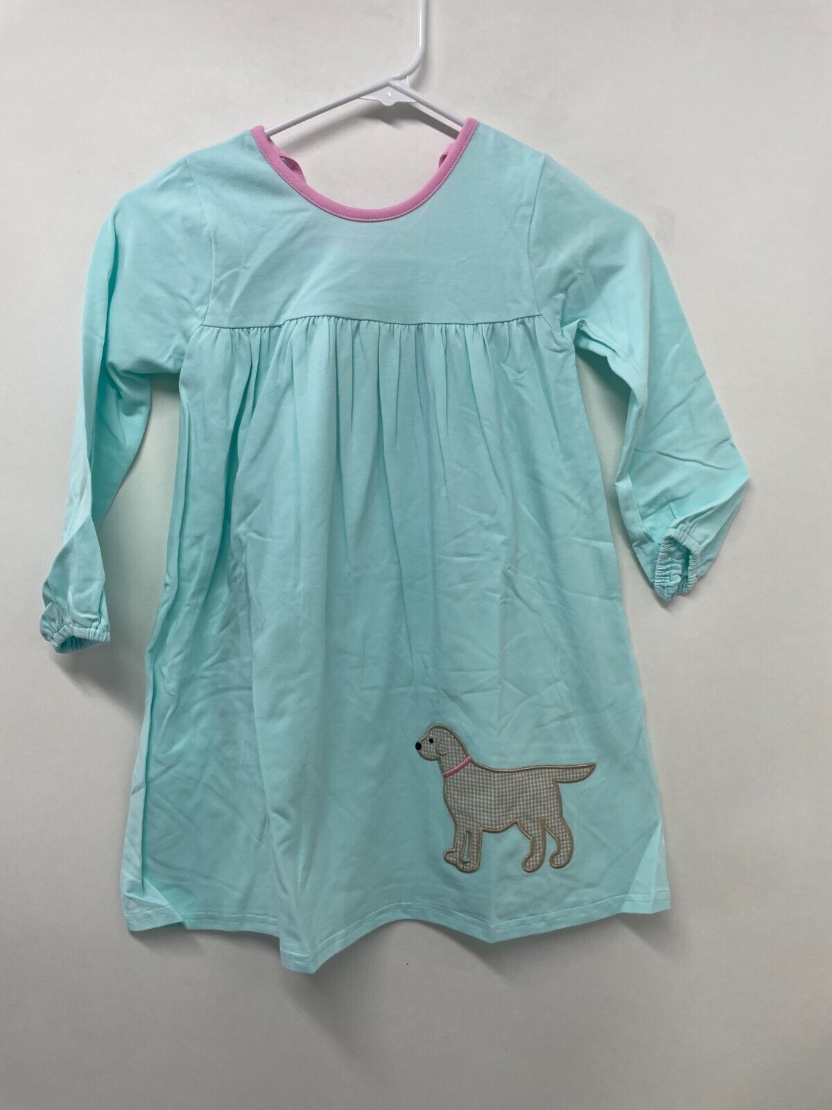 Stitchy Fish Girls 6 Blue Girl's Best Friend Applique Dress Mint Green 81332 Dog
