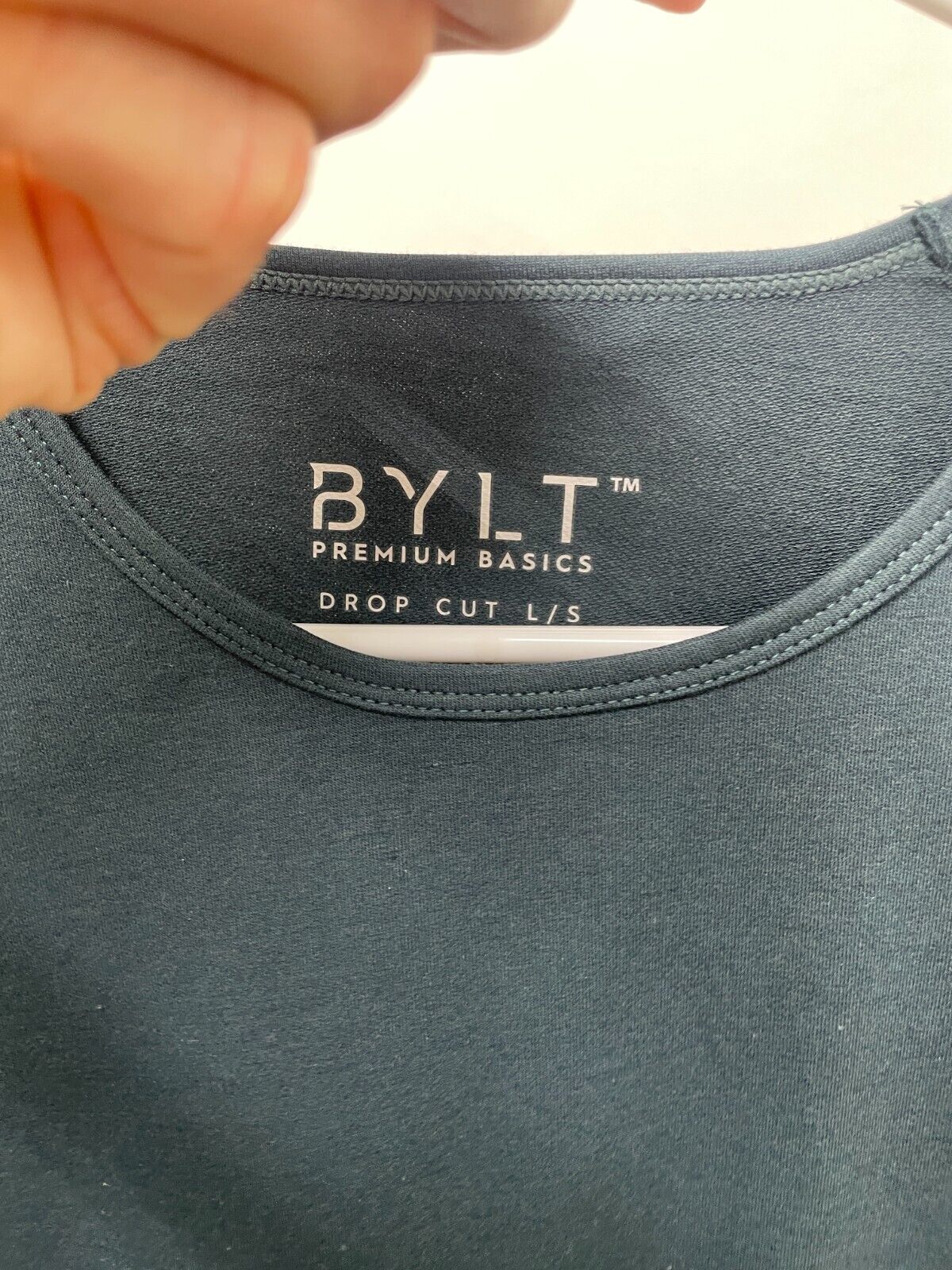 BYLT Mens XL Performance Drop-Cut Long Sleeve Shirt Blue Premium Basics Stretch