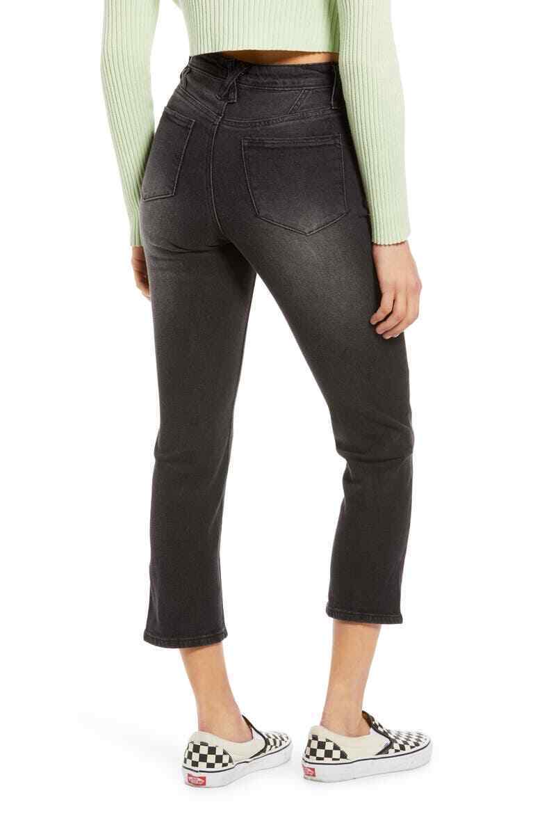 Bp. Womens 24 Black Wash High Waist Crop Straight Leg Jeans NWT Nordstrom