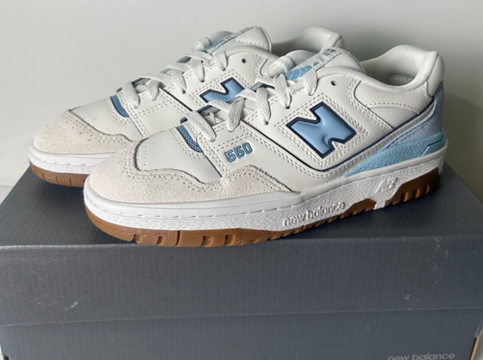 New Balance Big Kid Size 5 550 White Blue Gum Casual Sneaker Shoes GSB550FC