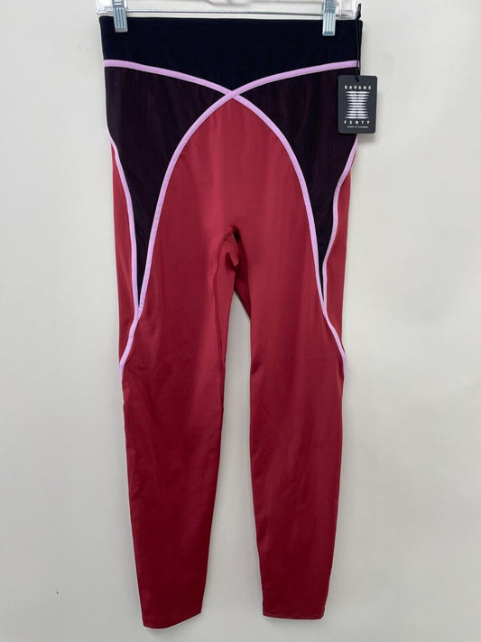 Savage Fenty Womens L Sport Bottoms X Mesh High Waist Legging Red Full Length