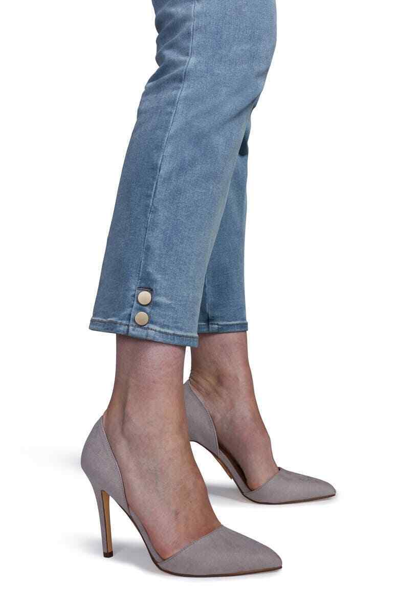 NYDJ Womens 00 Curves 360 Straight Ankle w/ Snap Detail Jeans Reverie Blue