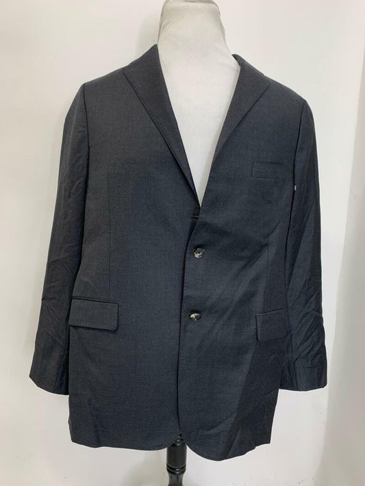 Hickey Freeman Mens 46R 44R Charcoal Gray Worsted Wool Suit Jacket Loro Piana