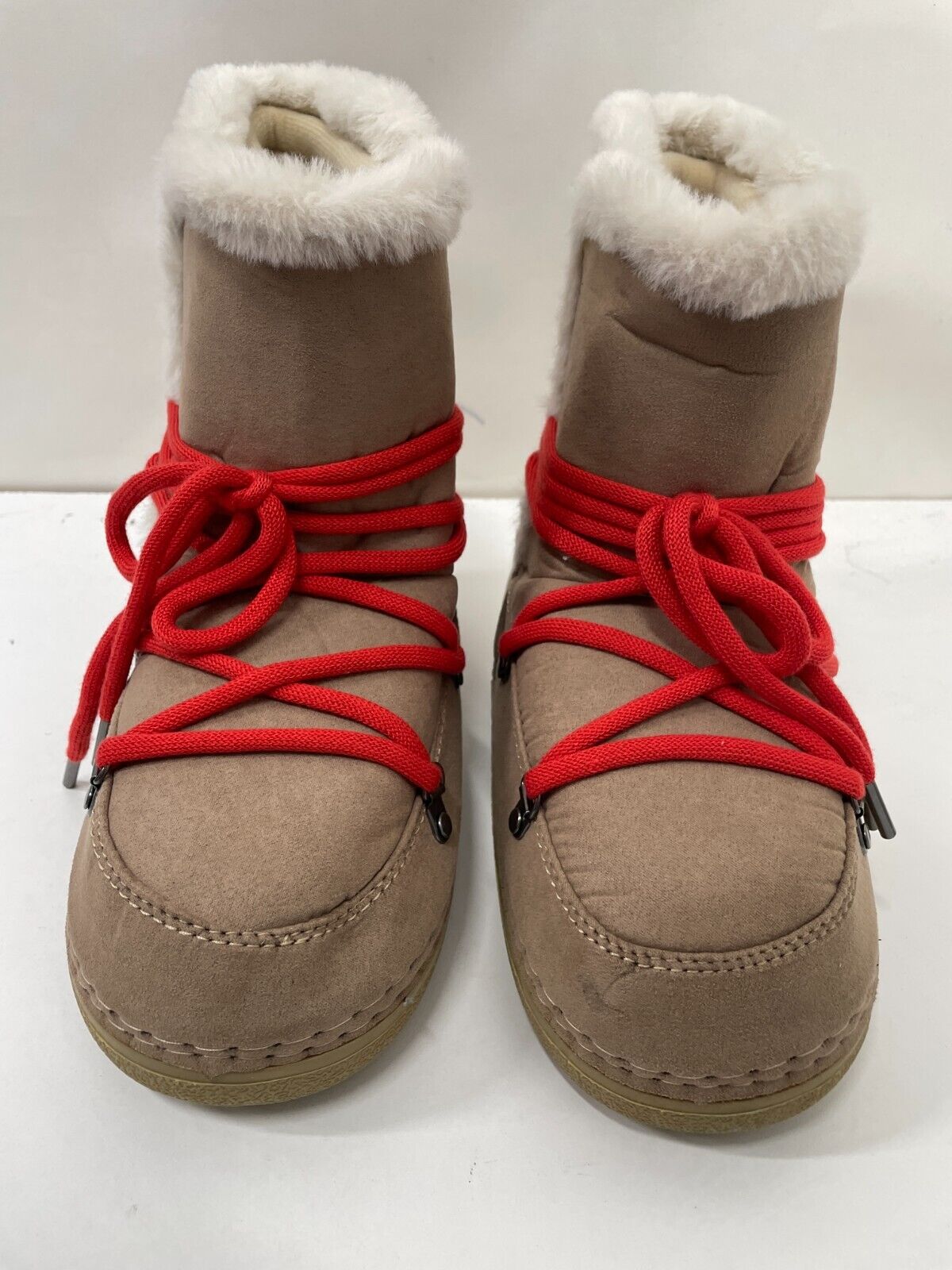 JustFab Womens M Avery Shearling Lace Up Boot Brown Cold Weather CW2254071-4338