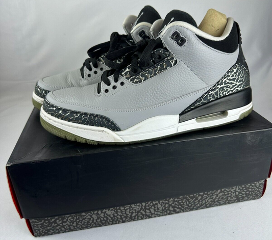 Nike Mens 11.5 Air Jordan 3 Retro Wolf Grey Athletic Shoes Sneakers 136064-004