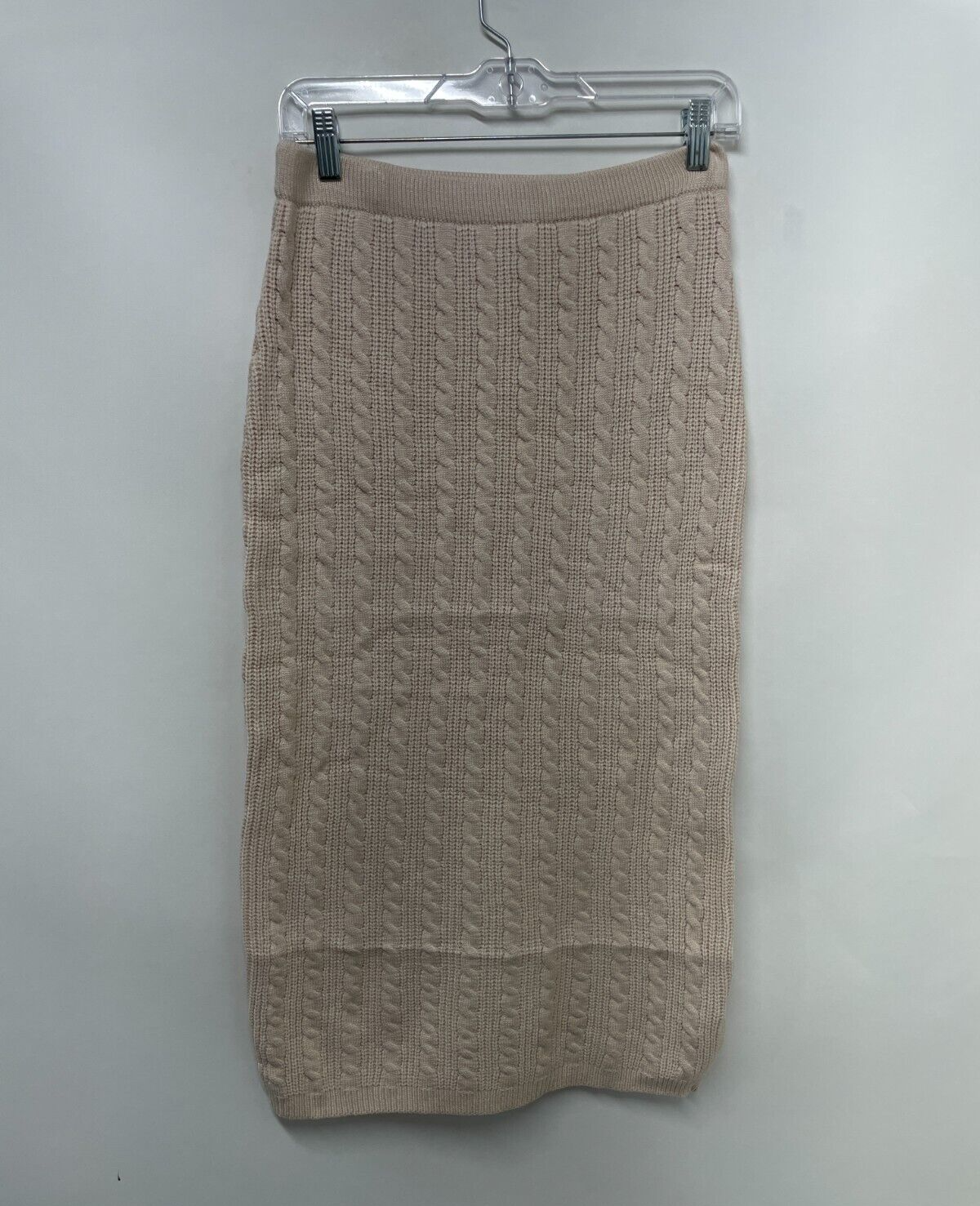 Petal + Pup Women's XL Ella Cable Knit Two Piece Set Oatmeal Midi Skirt Crop Top
