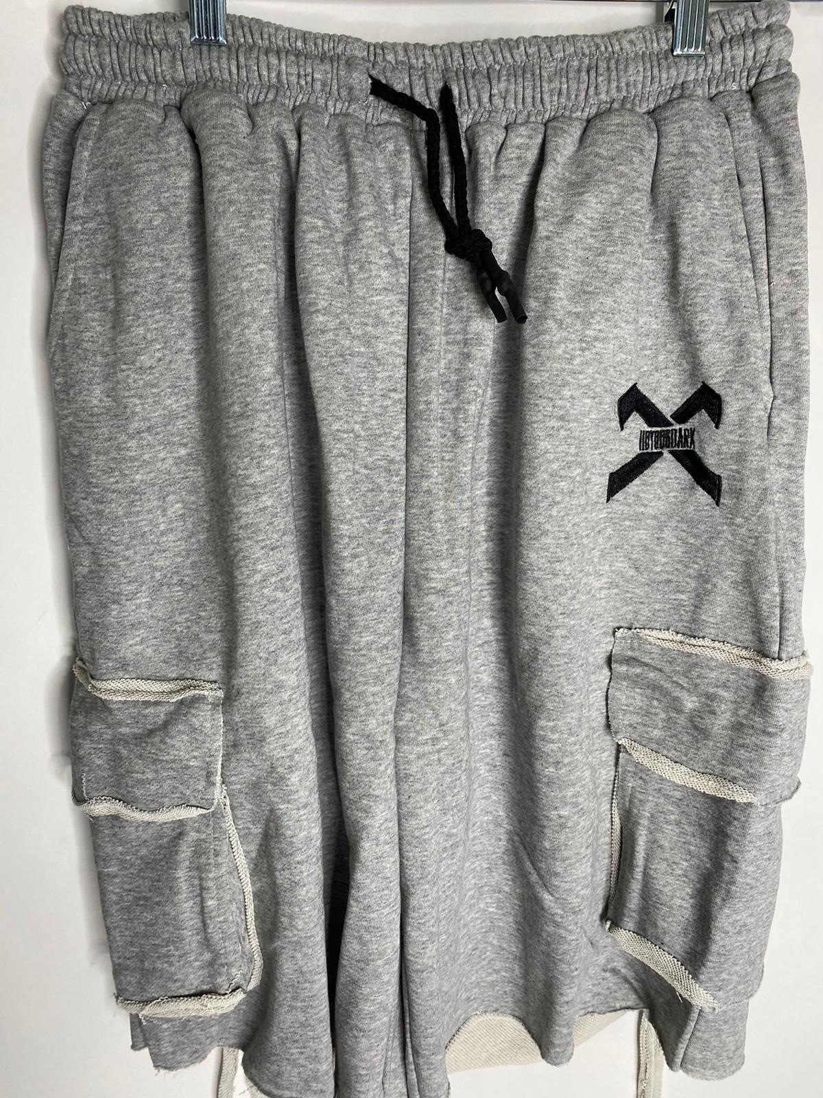 Niepce Mens XL Light Grey Japanese Fleece Sweat Shorts Cyber Punk Cotton Ares