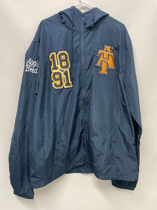 North Carolina A&T Alumni Men's 3XL ATL Aggie Windbreaker Blue Zip Hoodie Jacket